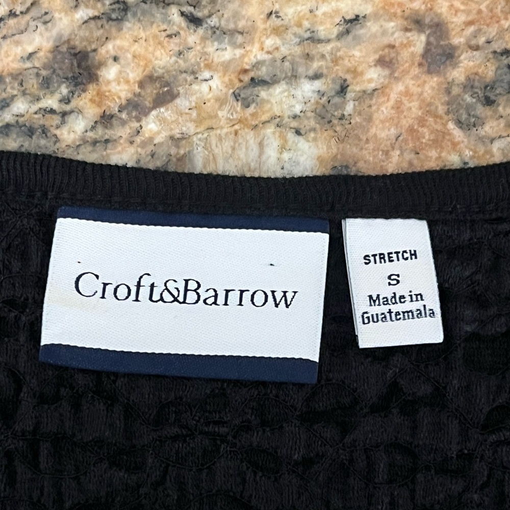 Croft & Barrow Black Popcorn Tank Top S Semi Sheer Y2K Goth Grunge Retro Edgy - Picture 9 of 10